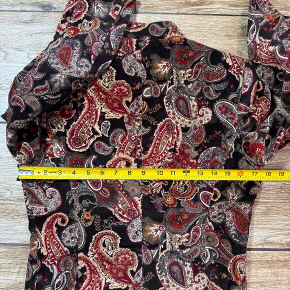 VTG Talbots 1-Button Blazer Jacket Velvet Silk Blend Floral Paisley 8P - Picture 7 of 11